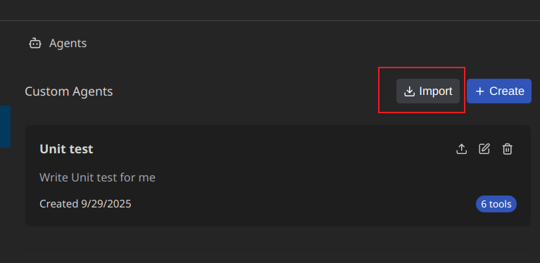 Direct agent import interface